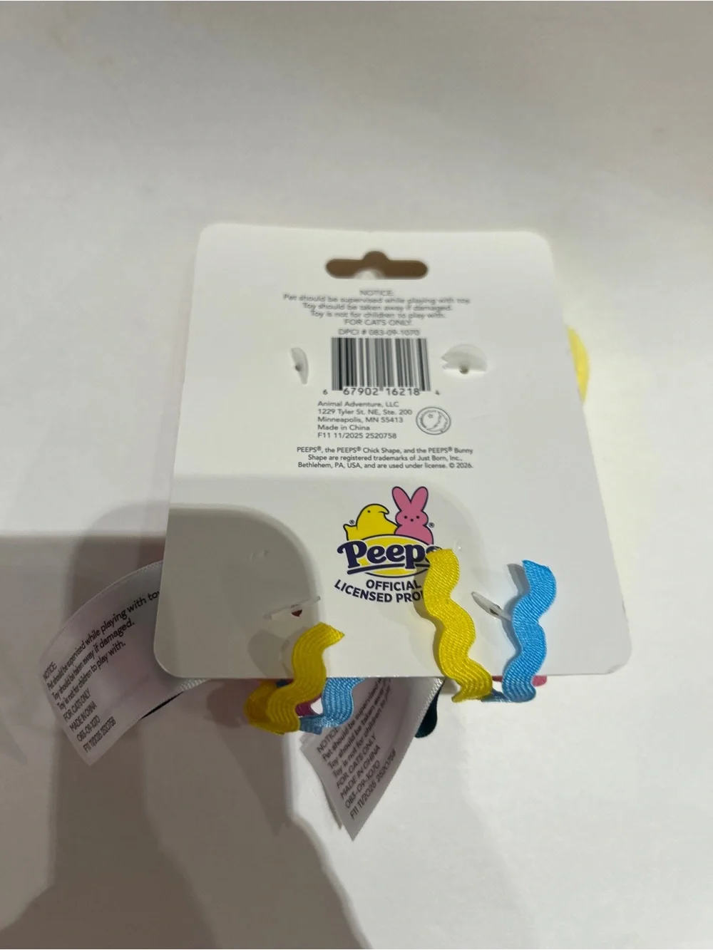 Peeps Plush Bunny Cat Toy Set – 2 Pack (Yellow & Pink) with Rattle Sound nwt